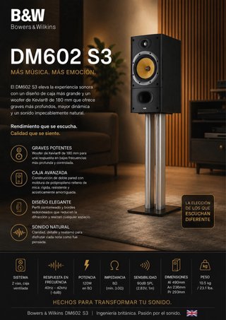 Altavoces Bowers & Wilkins DM601 S3 Negros