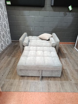 Sofá Cama 118cm Tela Beige/Gris