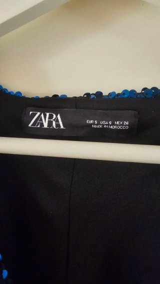 Vestido lentejuelas azul ZARA Talla XS