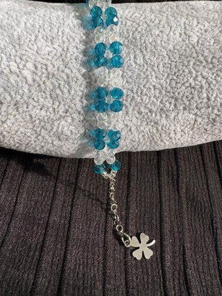 Braccialetto donna perline blu e bianche