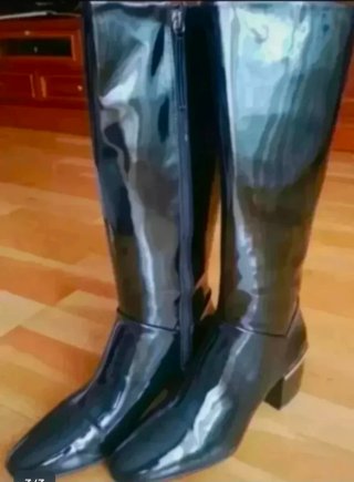 Botas altas charol negras tacón talla 40