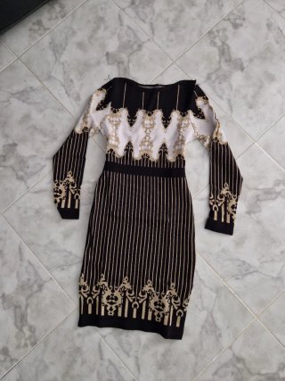 Vestido de malha canelada inverno