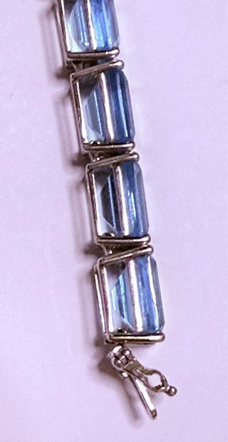 Pulsera Oro Blanco Topacios Azules Naturales
