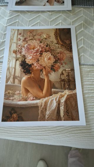 Lámina Ilustración A4 Flores Baño