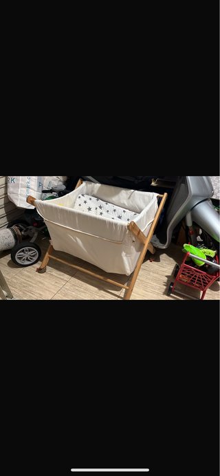Minicuna bebé madera y tela