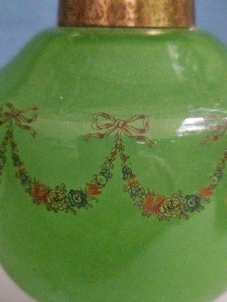 Lámpara de mesa antigua cristal pintado
