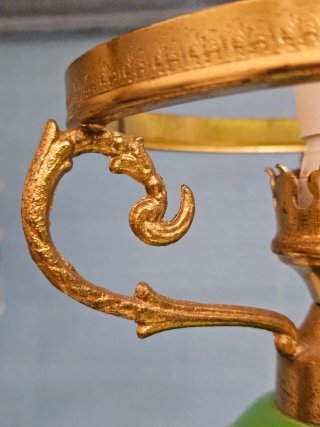 Lámpara de mesa antigua cristal pintado