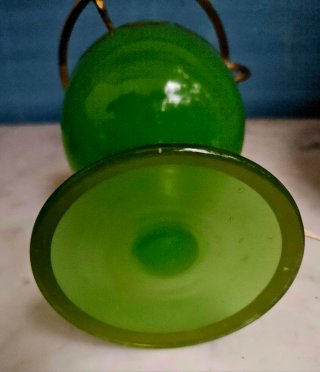 Lámpara de mesa antigua cristal pintado