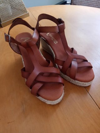 Sandalias cuña Paseart Piel Marrón Talla 37
