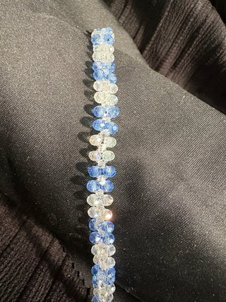 Braccialetto donna perle blu e bianche