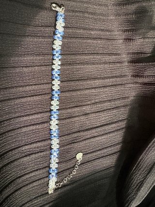 Braccialetto donna perle blu e bianche