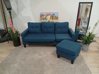 Sofá chaise longue azul de tela