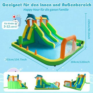 Castillo Inflable Acuático con Tobogán Delfines