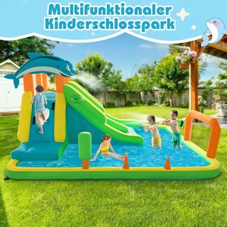 Castillo Inflable Acuático con Tobogán Delfines