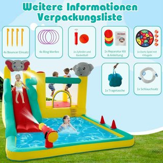 Castillo inflable con tobogán y área de salto