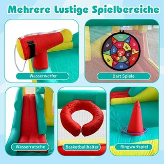 Castillo inflable con tobogán y área de salto