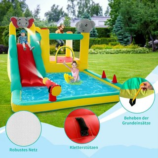 Castillo inflable con tobogán y área de salto
