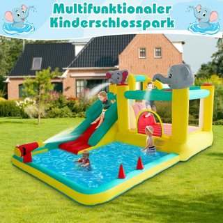 Castillo inflable con tobogán y área de salto