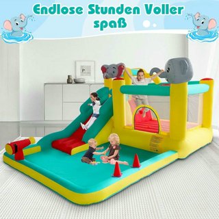 Castillo inflable con tobogán y área de salto