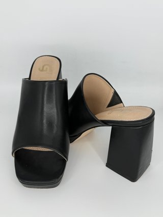 Sabot donna nero tacco 10 cm pelle