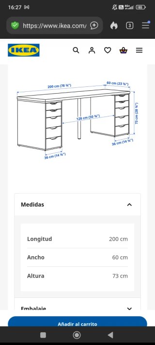 Mesa con cajoneras IKEA LAGKAPTEN/ALEX