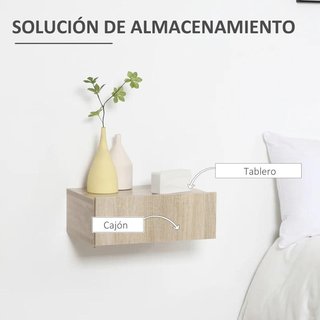 2 Mesitas Noche Flotantes con Cajón Natural