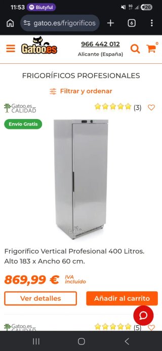 Congelador Profesional Vertical 400L
