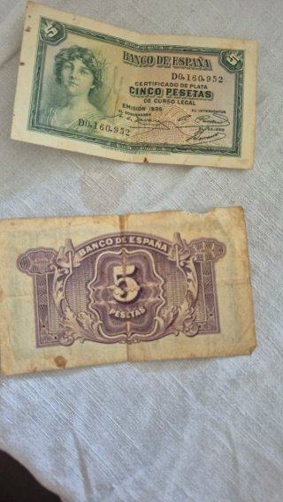 2 Billetes 5 Pesetas Banco de España 1935