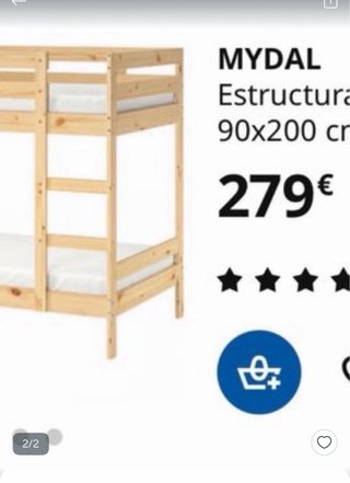 Litera de madera blanca Ikea