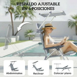 Juego 2 Sillas Playa Plegables con Dosel