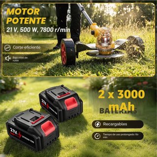 Desbrozadora Eléctrica 21V con Batería y Accesorio