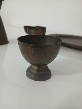 Antico Servizio Caffè Turco Rame Ottone Vintage