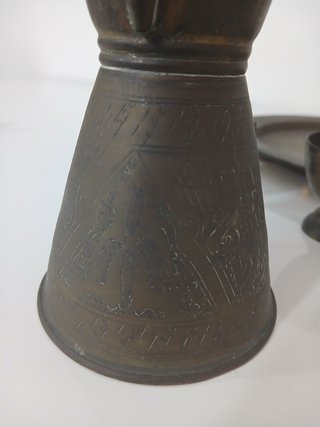Antico Servizio Caffè Turco Rame Ottone Vintage