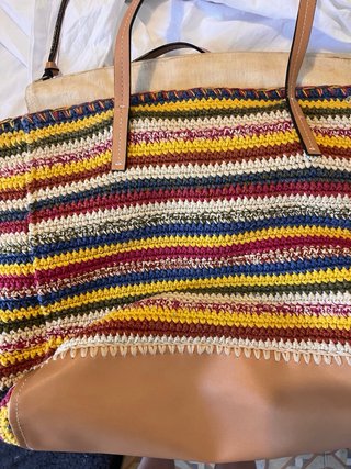 Bolso shopper Parfois crochet rayas multicolor