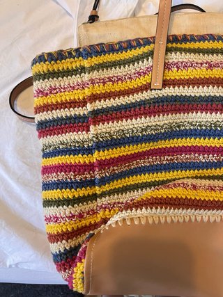Bolso shopper Parfois crochet rayas multicolor