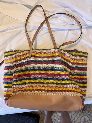Bolso shopper Parfois crochet rayas multicolor