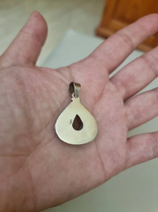 Colgante cornalina y plata ley gota
