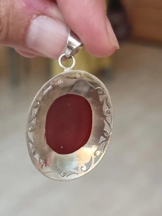 Colgante cornalina y plata ley gota