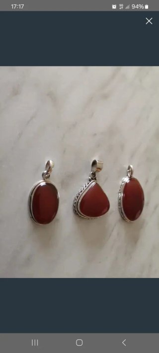 Colgante cornalina y plata ley gota