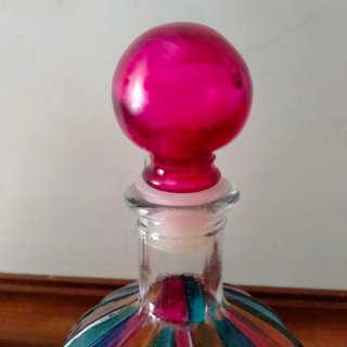 2 Bottiglie Vetro Dipinte Multicolore
