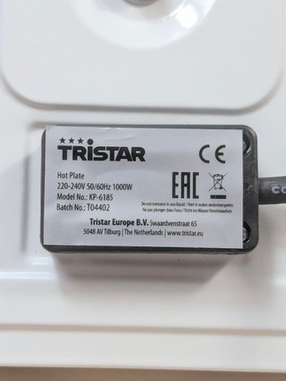 Hornillo Eléctrico Tristar KP-6185 1000W 15cm