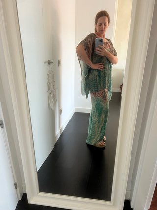 Conjunto estampado verde y turquesa