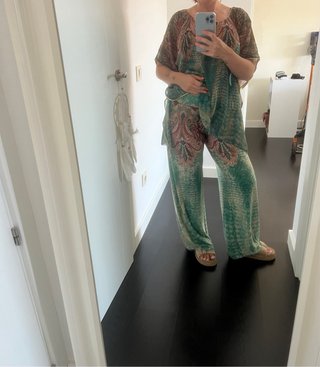 Conjunto estampado verde y turquesa