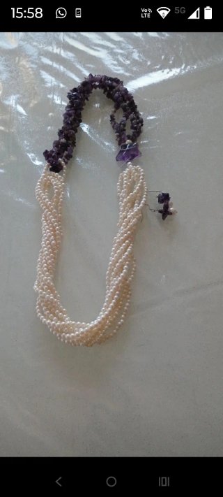 Collana perle e ametista a stella