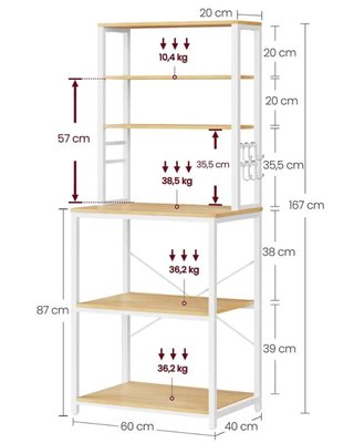 Estantería de Cocina 6 Niveles VASAGLE KKS024W09