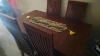Mesa comedor extensible madera y tela