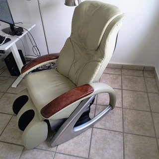 Sillón Masaje Reclinable Cuero y Madera