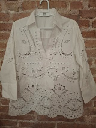 Blusa Verano Zara Blanca Bordada