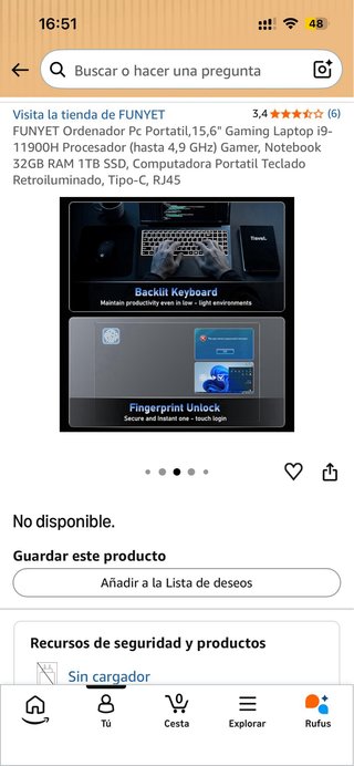 Portátil Gaming FUNYET i9 15.6 32GB RAM 1TB SSD