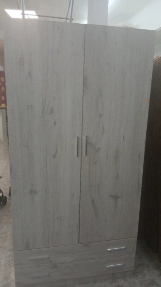 Armario de madera beige y gris